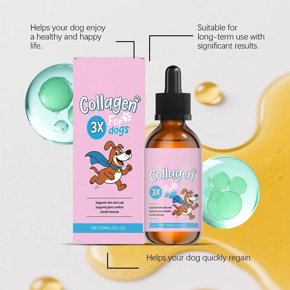 1/3/5Pcs 60ml Dog Pet Collagen Based Staple Food Combined With Nutritional Supplement Drops Gentle Formula For Hair Skin Care