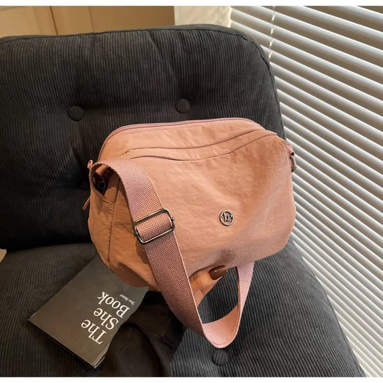 New 2025 Multi-Layer Casual Women's Crossbody Bag Portable Multi-Pocket Lightweight Waterproof Nylon Bag Soft Square Bag