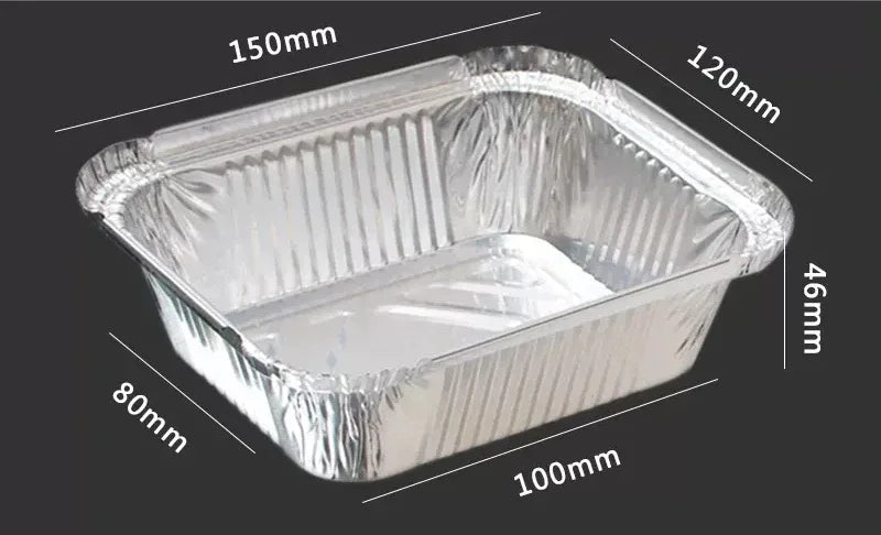 100 Pieces of Barbecue Tin Foil Special Packaging Box Aluminum Foil Lunch Box Home Takeaway Air Fryer Disposable Tin Foil Bowl