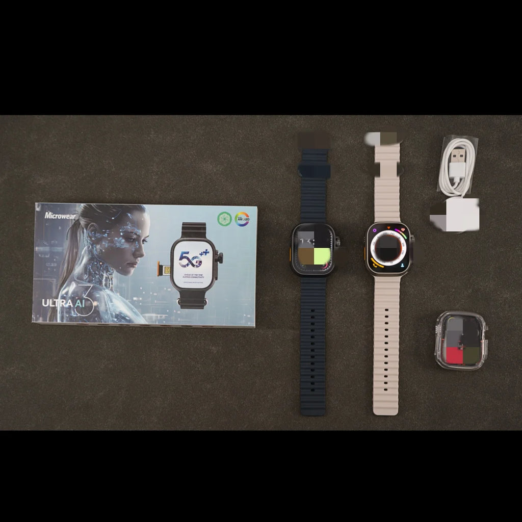 Microwear Ultra Ai3 Smartwatch 5G 180° Rotating Camera Google Play GPS WIFI 2.2inch Amoled HD Display 4G Calling Smartwatch Men