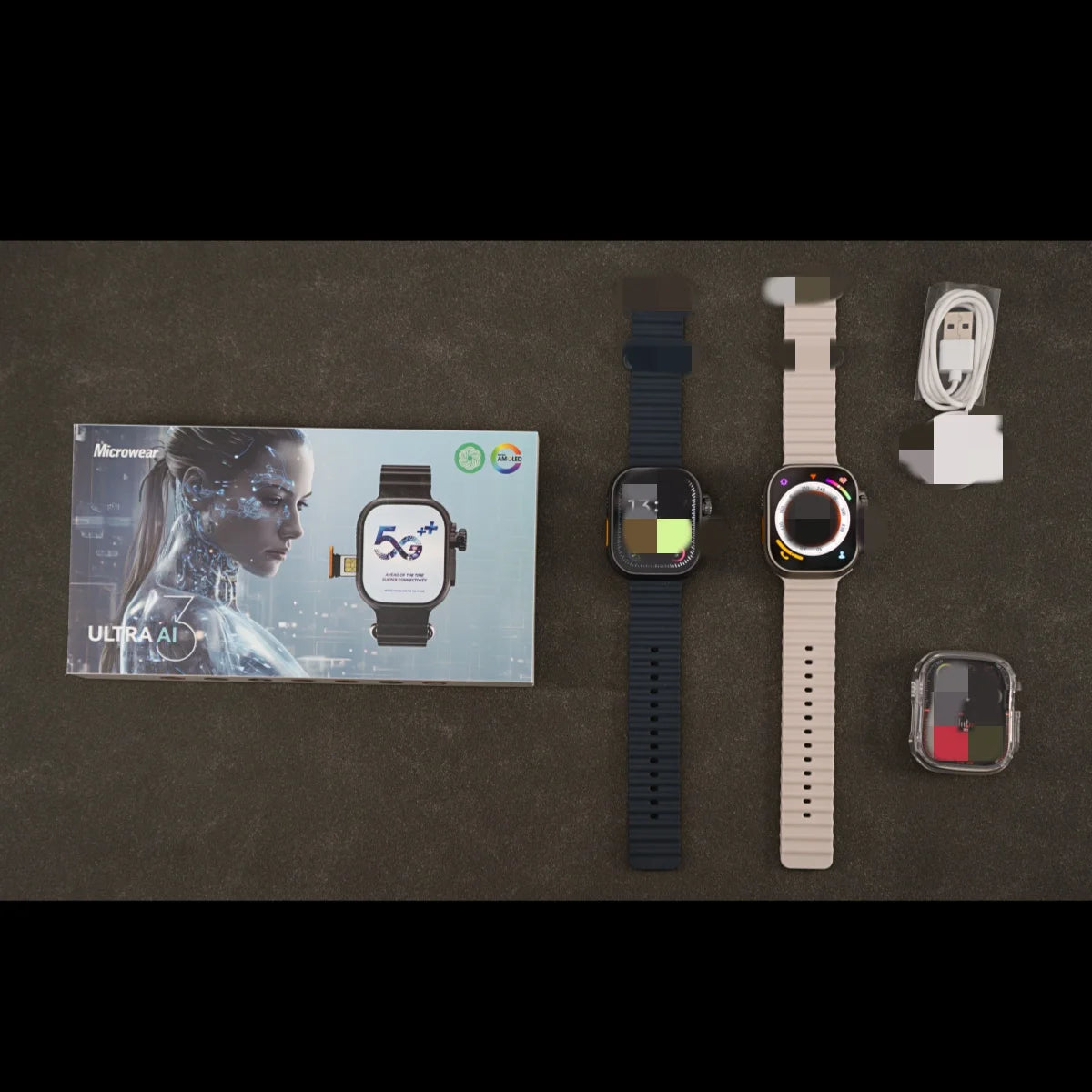 Microwear Ultra Ai3 Smartwatch 5G 180° Rotating Camera Google Play GPS WIFI 2.2inch Amoled HD Display 4G Calling Smartwatch Men