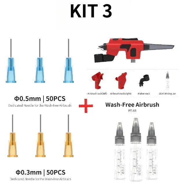 PT-AB Wash-Free Airbrush with Marker Rack for Scale Model Painting Quick Color Change Hobbyist DIY Craft Tools