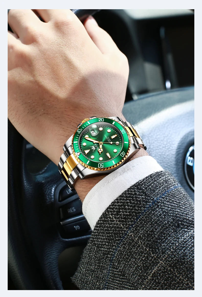 OLEVS 5885 Man Watch Original Brand Waterproof Quartz Watch Stainless Steel Strap Automatic Date Mens Gifts Watches For Man