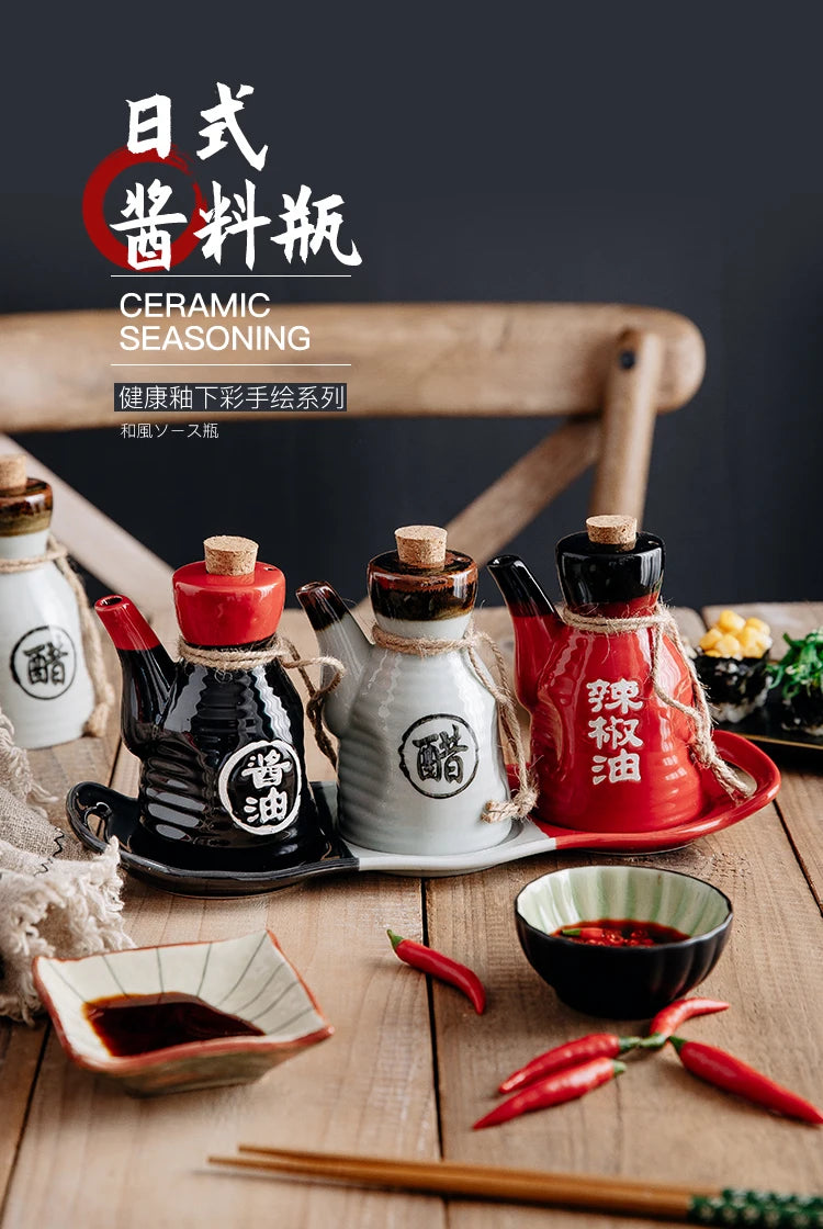 Japanese restaurant ceramic seasoning jar Seasoning jar soy sauce pot bottle mini small tableware