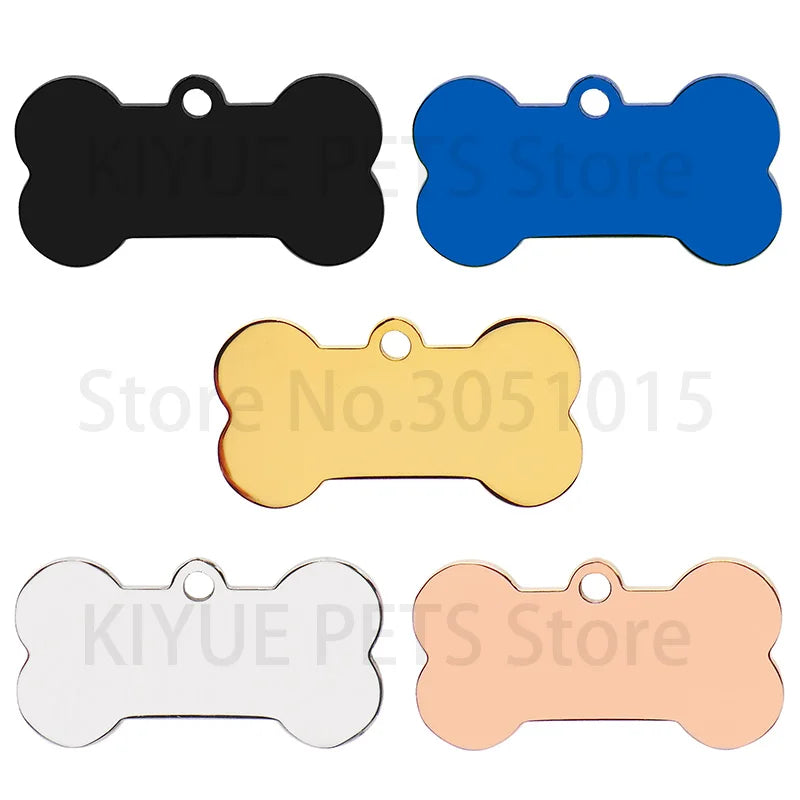 Stainless Steel 20Pcs Bone Dog ID Tag Keychain Engraved Pet ID  Personalized Collar Tags Pendant Keyring Bone Pet Accessories