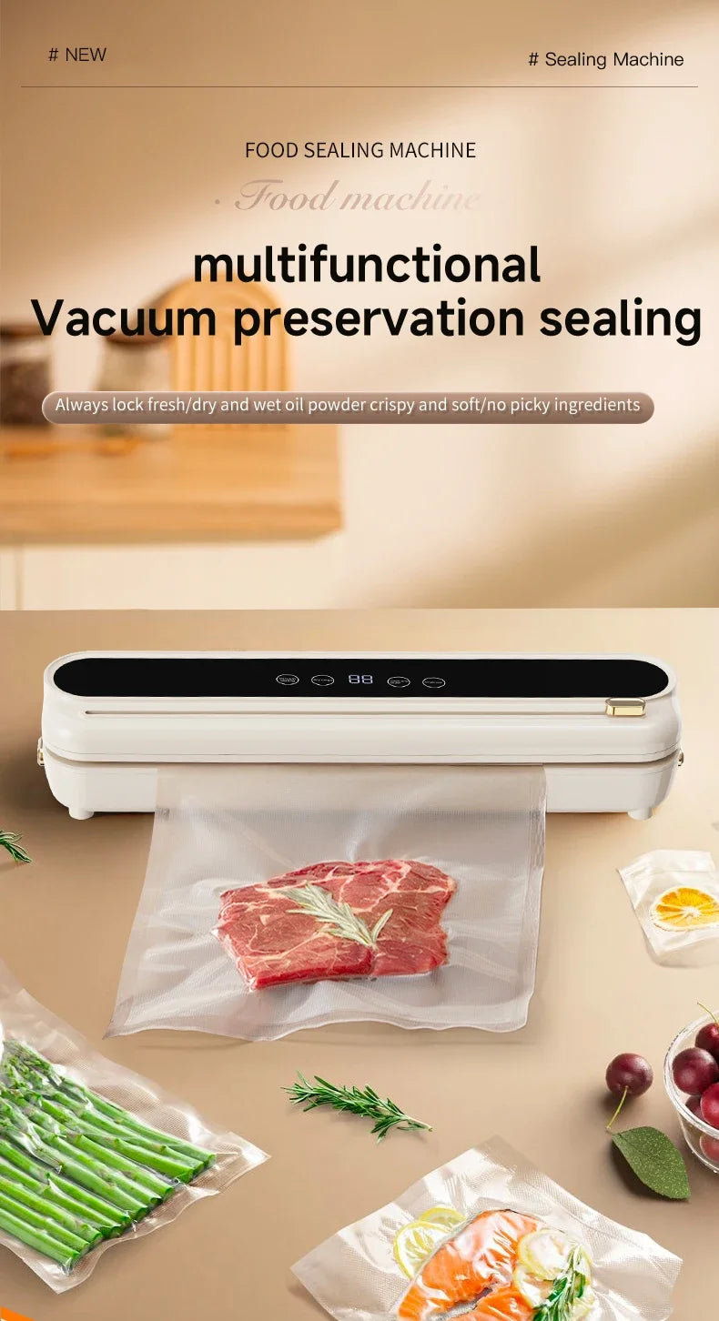 Electric Vacuum Sealer Food Storage Seal Touch Button Dry/Wet Built-in Cutter Kitchen Food Sealing Vacuum packaging machine