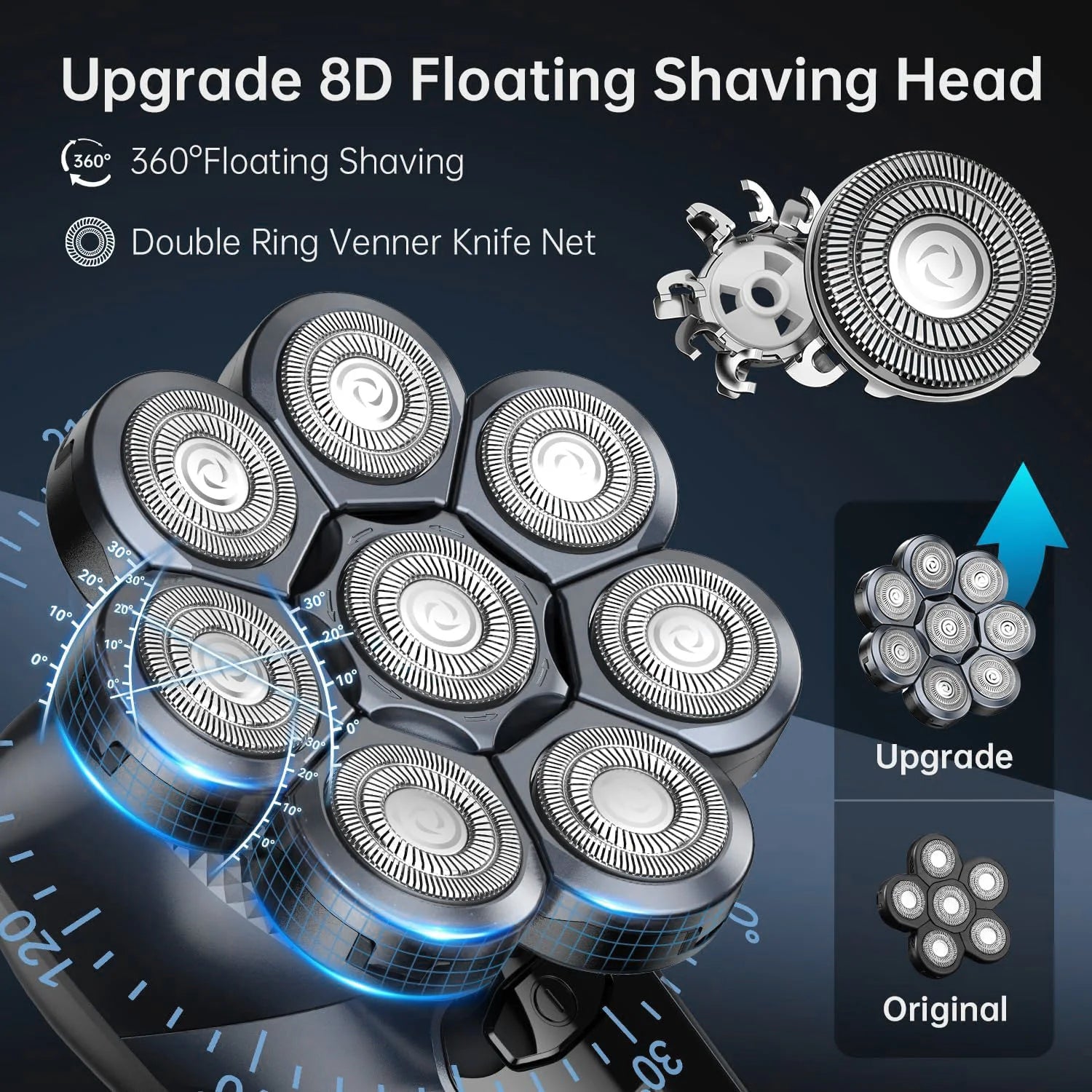 6-in-1 Grooming Kits Electric Shaver 7-D Facial Body Electric Razor For Men Hair Beard Trimmer Bald Head Shaving Machine USB