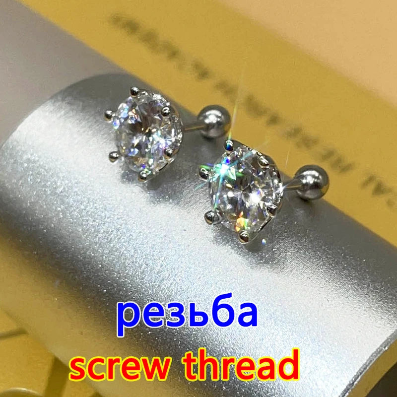 Premium 0.5-2ct Moissanite Diamond Stud Earrings for Women Orginal 925 Sterling Silver Screw Back Women Moissanite Earring 2026