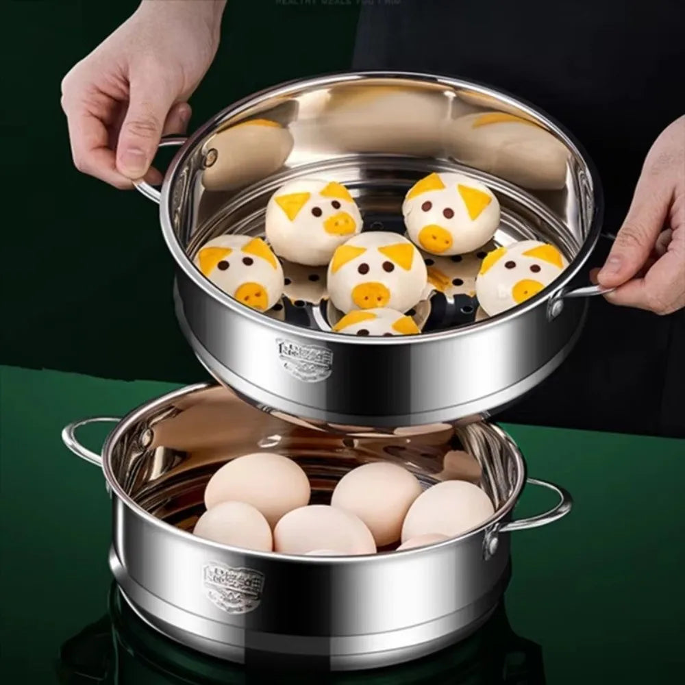 New 304 Stainless Steel Steamer Basket Thickened 16-32cm Food Steam Rack Generic Safe Material Drain Basket Home Cooking