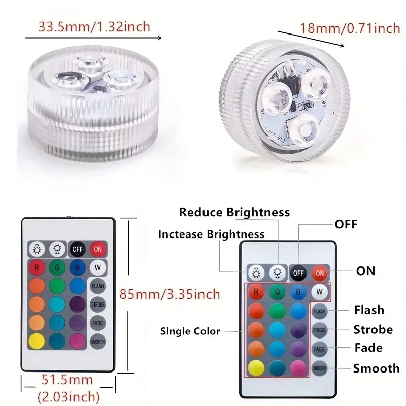 Remote Control Underwater Light Waterproof,Color Changing LED Pool Lamp for Indoor Aquarium, Bowl, Table Centerpiece Nightscape