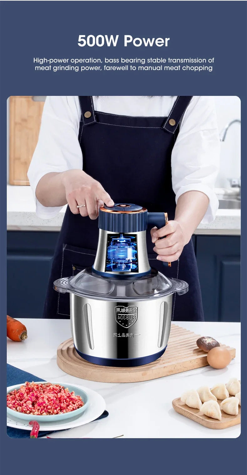 5L Food Processors Stainless Steel Multifunctional Electric Meat Grinder Kitchen Blenders  for Kitchen Meat Vegetables Blenders