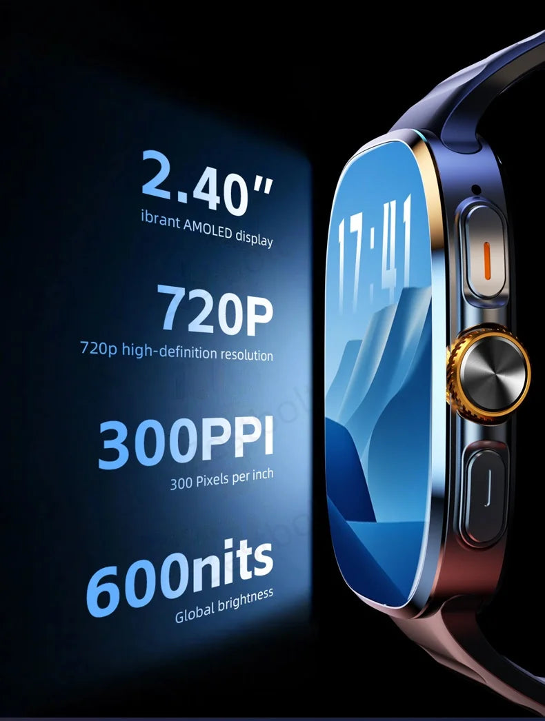 Original M99 Smartwatch with 2.4 Inch AMOLED Screen 4G/5G SIM Card Slot GPS WiFi 190° Rotating Camera Android 10.0 Gaming Watch