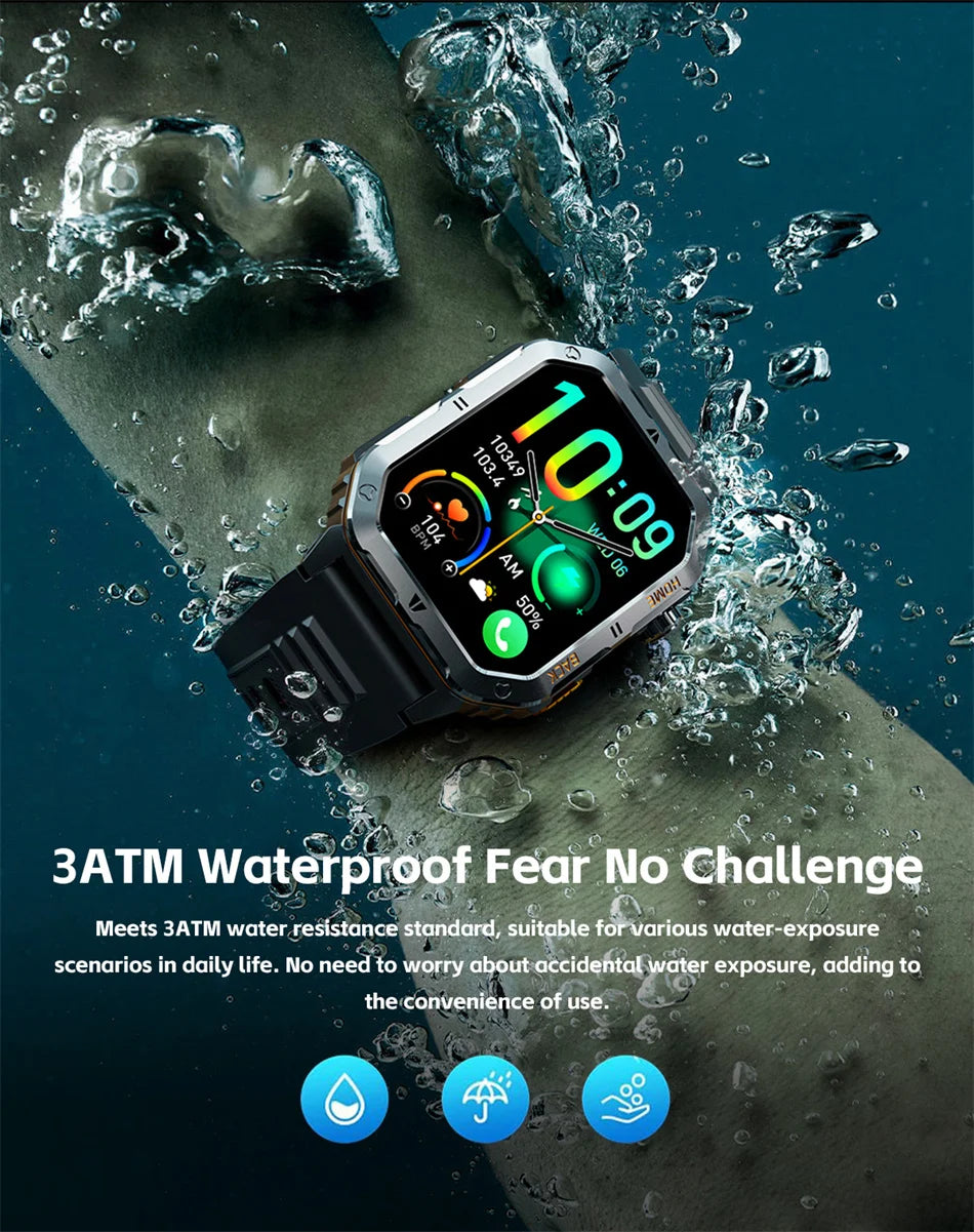2025 New Smart Watch Men 1000mAh Ultra Large Battery 3ATM Professional Waterproof 2.01" HD Display Outdoor GPS Sports Smartwatch