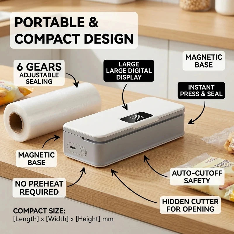 2026New Mini Plastic Bag Sealer Heat Bag Sealing Machine Handheld Rechargeable Food Packaging Thermal Sealer for Kitchen Use