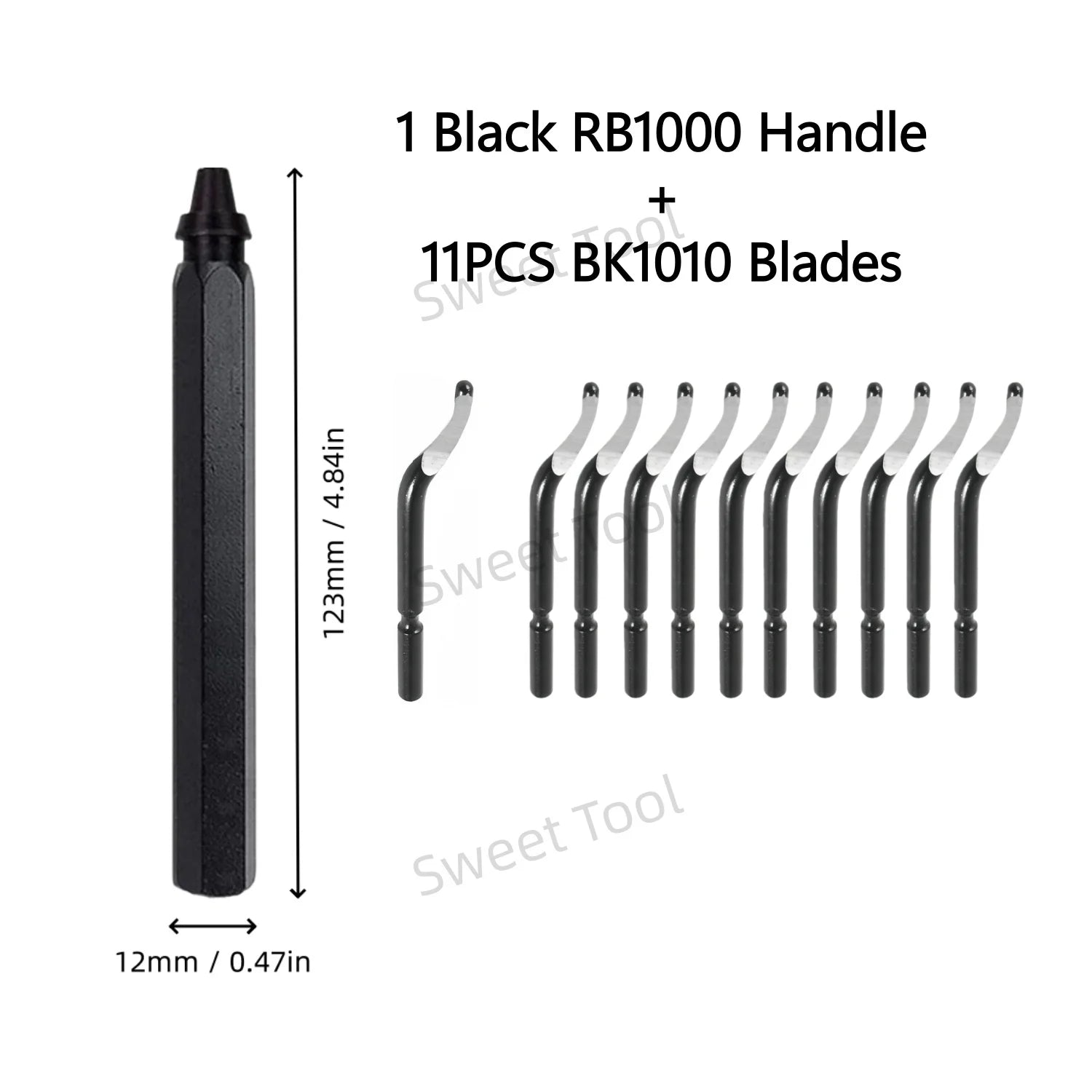 Deburring Tool Set RB1000 Black Metal Handle with 1/10/11 Swivel Blades for Metal PVC Plumbing 3D Printing Plastic Copper Resin
