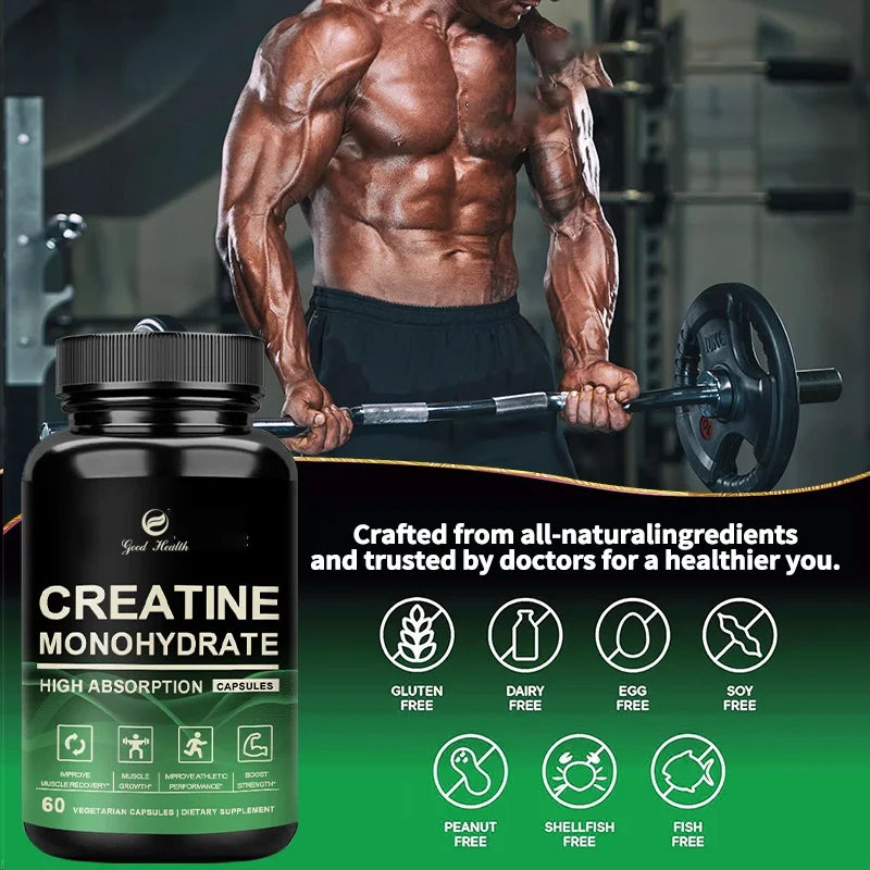 Creatine Monohydrate Capsules For Enhance Muscle Mass Strength & Performance Improvement Workout Recovery Mass Gainer