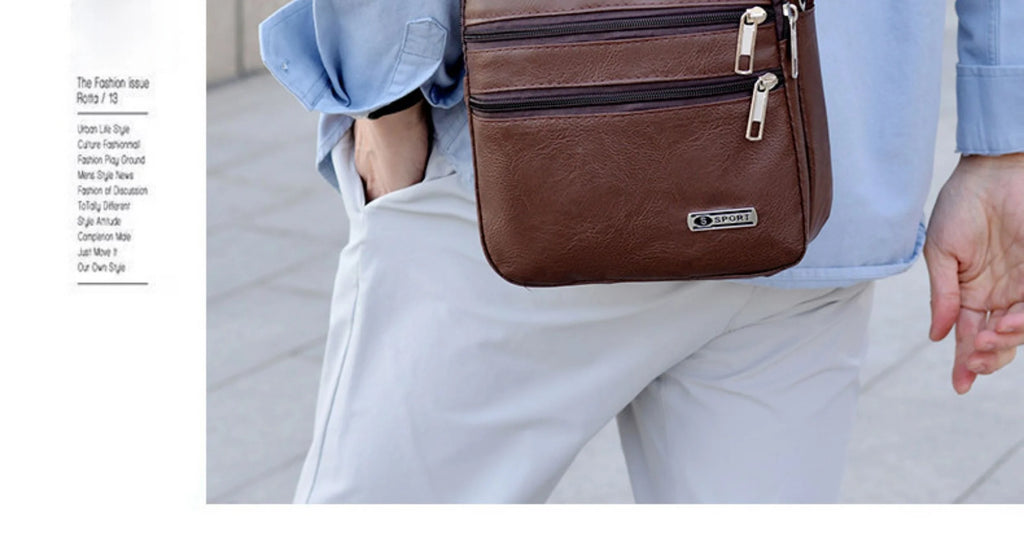 Simplified Soft Leather Crossbody Bag Fashionable Single Shoulder Bag Men's New Model Outdoor Travel Large Capacity Backpack