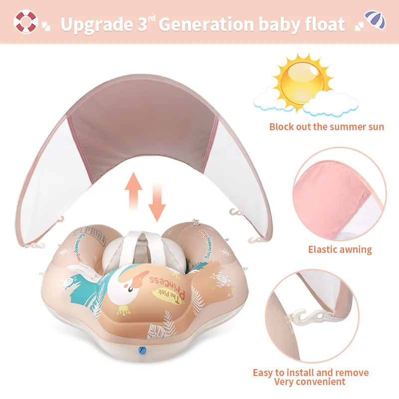 Swimbobo Baby Swimming Float With Canopy Inflatable Infant Floating Ring Kids Swim Pool Accessories Circle Bathing Summer Toys