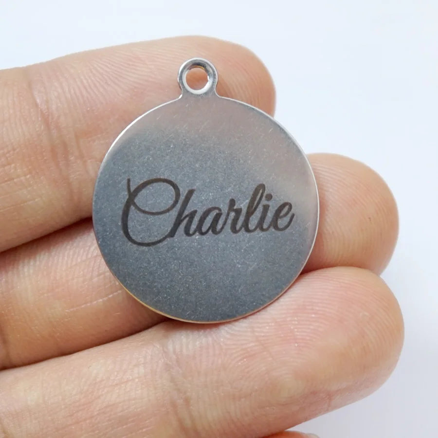 1pc Custom Stainless Steel Pet ID Tag Personalized Name & Phone Number Round Dog Cat Collar Tag 25mm
