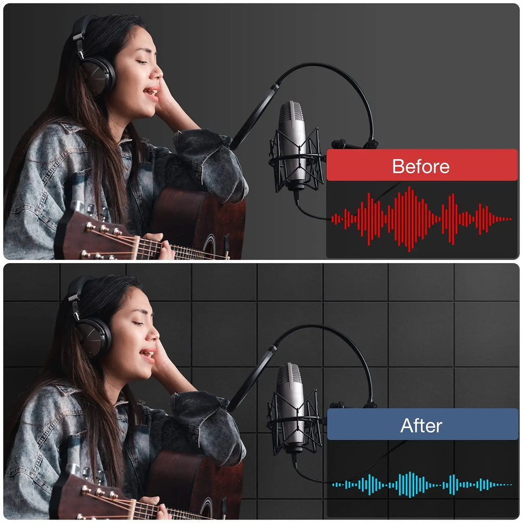 12 Pack Self-Adhesive Acoustic Panels 12" X 12" X 0.4" Square Sound Proof Panels Noise Insulation Wall Stickers for Home Studio