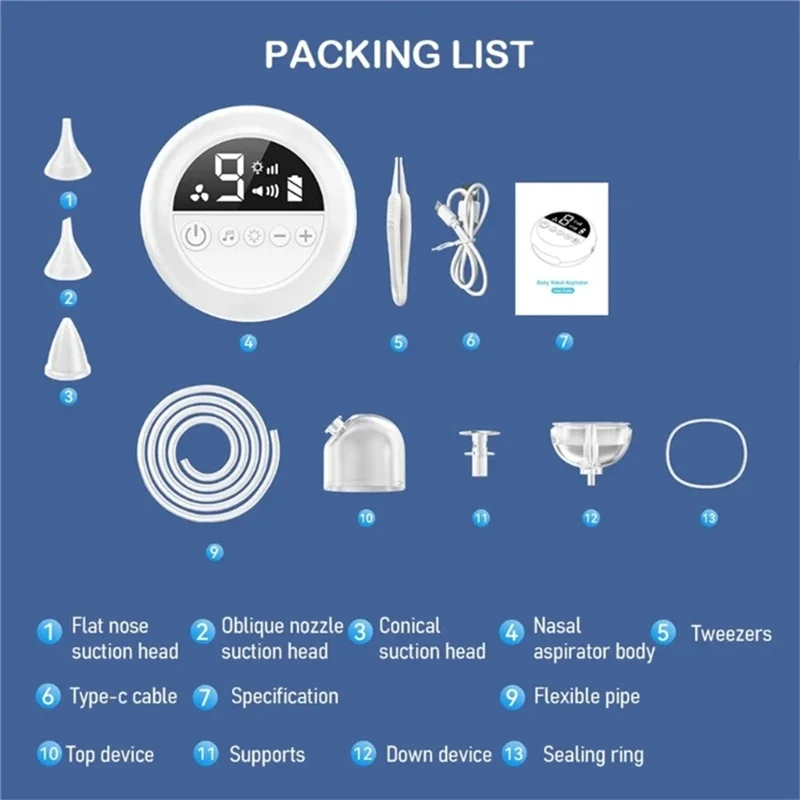 ABTK-Electric Nose Cleaner With Music And Soft Glow Powerful Electric Nasal Aspirator Rechargeable Vacuum For Infants