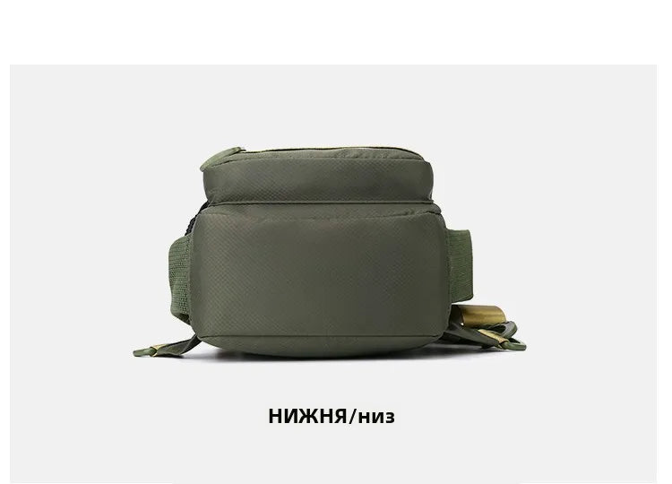 Fashionable Men's Crossbody Bag Student Casual Waist Bag Nylon Material Zipper Closure Soft Handle Multi-Compartment Pack