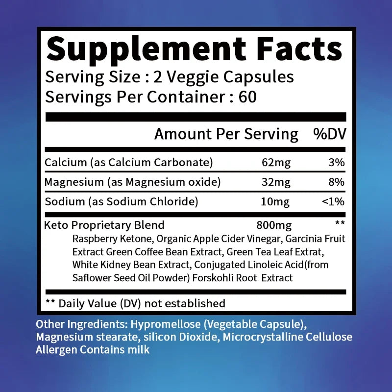 Keto Capsules - Weight & Fat Management, Burn Belly Fat, Detoxification, Digestion, Immunity