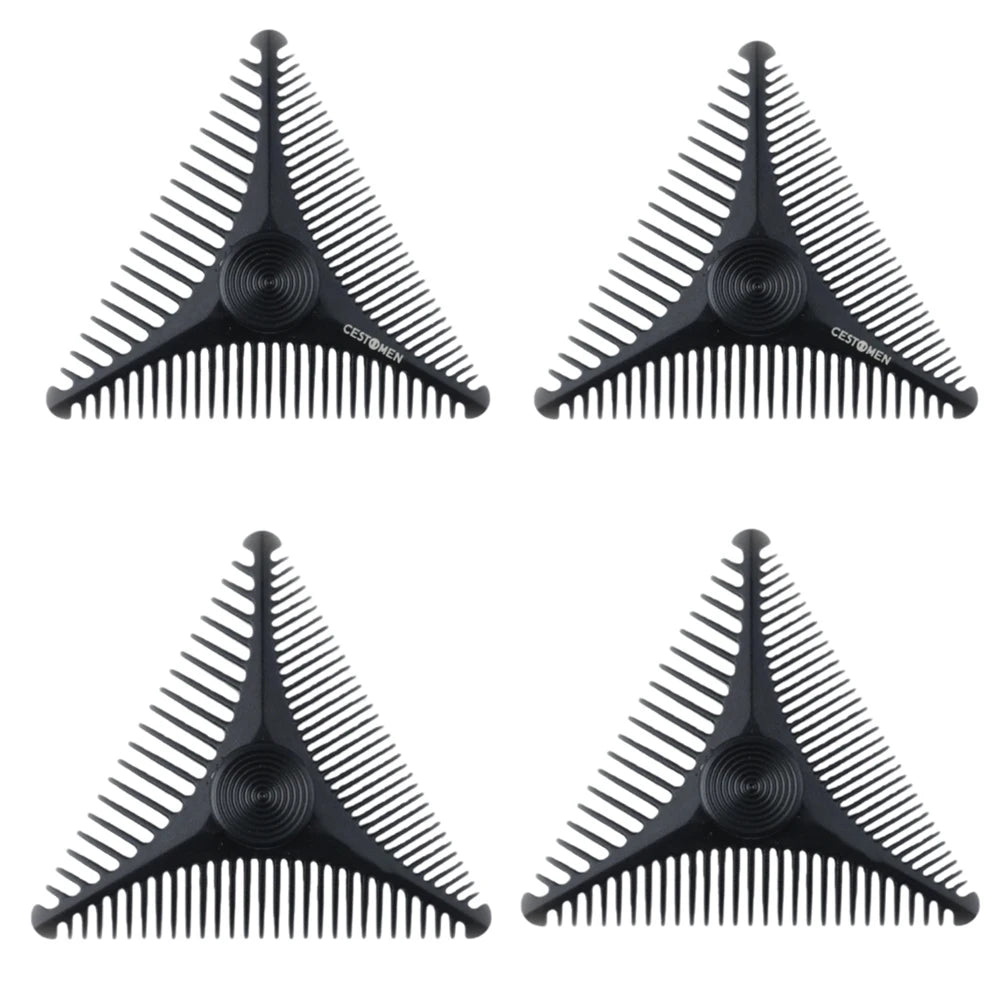 2/4Pc New Triangular Pocket Rotating Combs Fidget Bearing Portable Oil Head Comb For Men Mini Beard Combing Barber Styling Tools