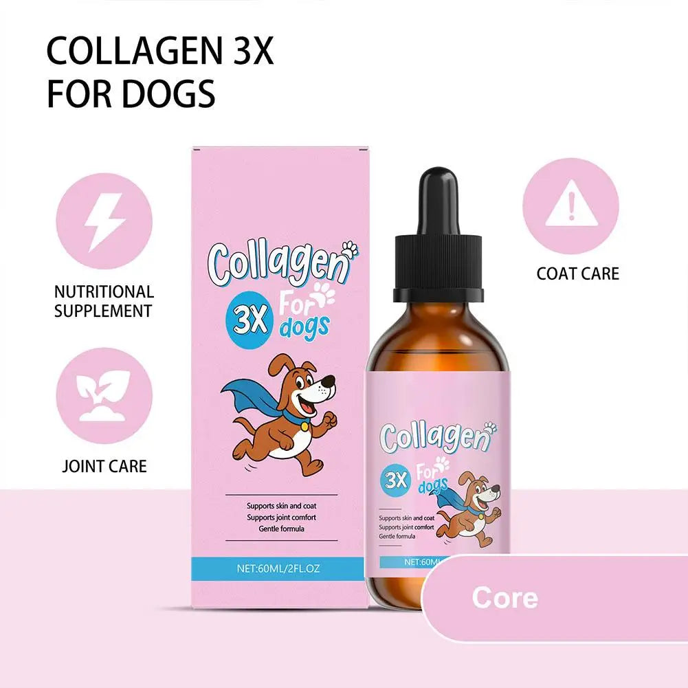 1/3/5Pcs 60ml Dog Pet Collagen Based Staple Food Combined With Nutritional Supplement Drops Gentle Formula For Hair Skin Care