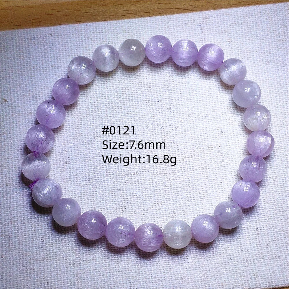 Natural Purple Kunzite Clear Round Beads Bracelet Jewelry Women Men Colorful Kunzite Bracelet Cat Eye Women Men AAAAAA