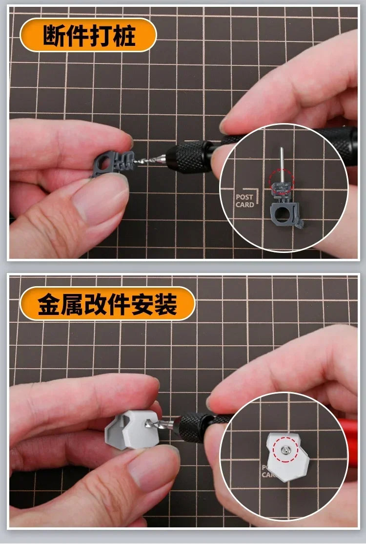 MSWZ MS-091 Portable Hand Drill Assembly Model Drilling Tools Model Craft Tools for Military Model Building Hobby DIY Tools