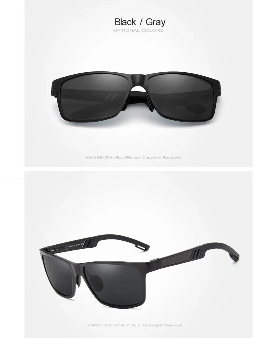 KINGSEVEN Men Polarized Sunglasses Aluminum Magnesium Driving UV400 Glasses Rectangle Shades Eye Protection Luxury Male Eyewear