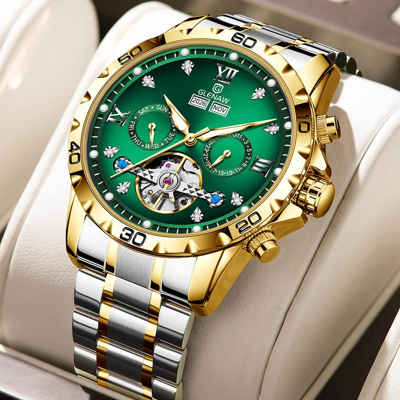 Glenaw high-end business fully automatic mechanical multi-functional men's watch trendy fashion waterproof watch