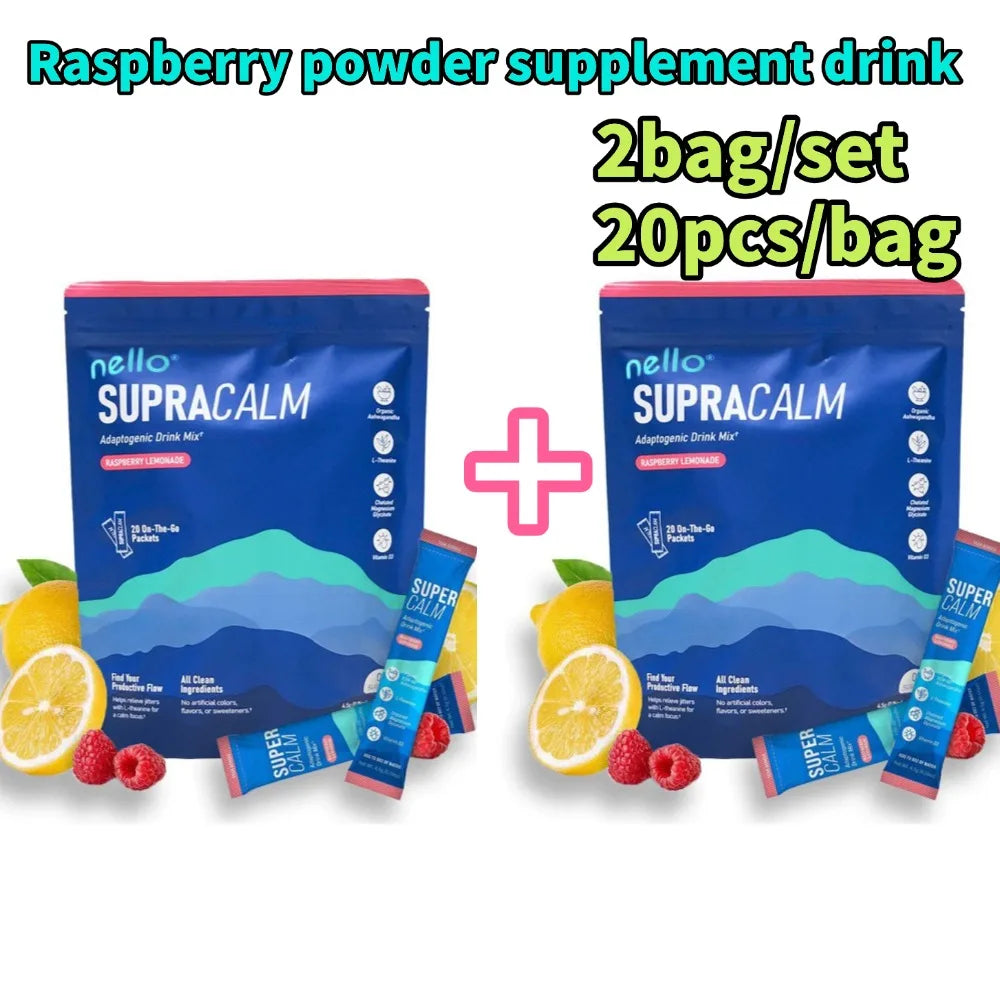 2 PACK 20pcs/pack Energy Raspberry Lemon Power Drink Powder Epectrolyte Rich Of Vitamin C Promotes Hormonal Wellbeing Balance