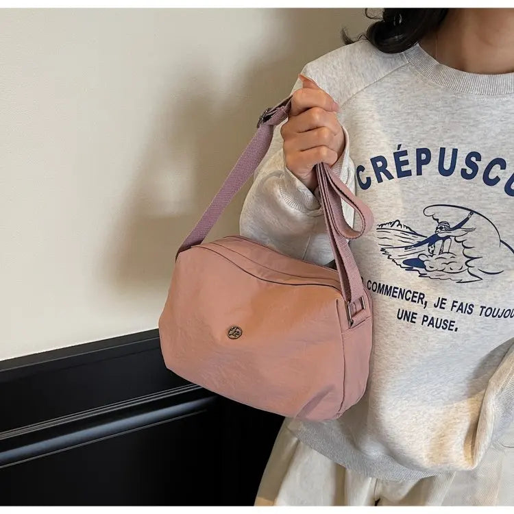 New 2025 Multi-Layer Casual Women's Crossbody Bag Portable Multi-Pocket Lightweight Waterproof Nylon Bag Soft Square Bag