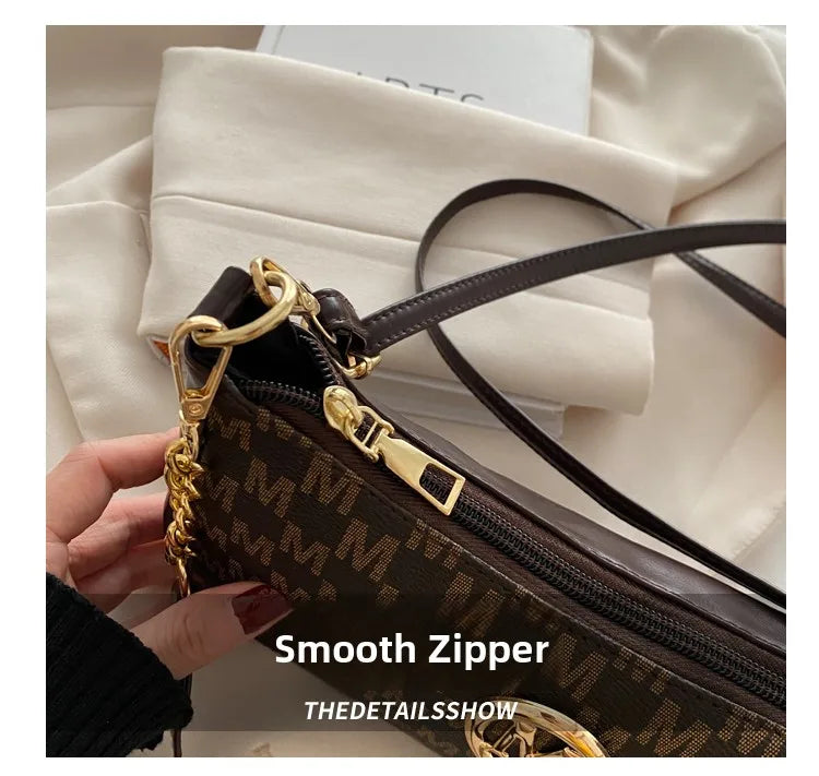 Vintage Floral Print Underarm Bag Women's Crossbody Shoulder Bag Casual Versatile Small Bag Popular Female Fashion Design