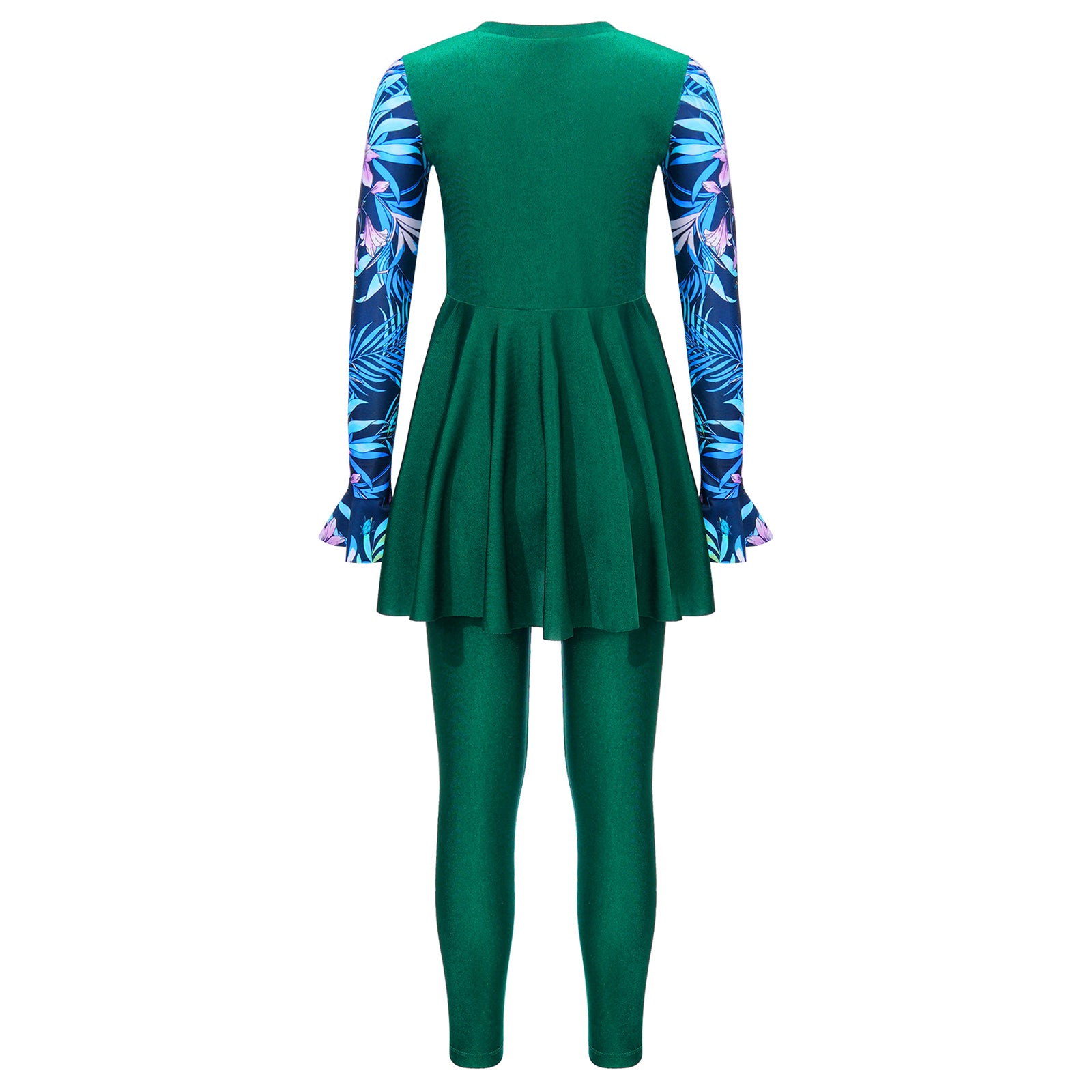 Girls Swimsuits 2 Piece Rash Guard Set UPF 50 Sun Protection Long Sleeve Swim Dress with Leggings Kids Full Body Cover Beachwear