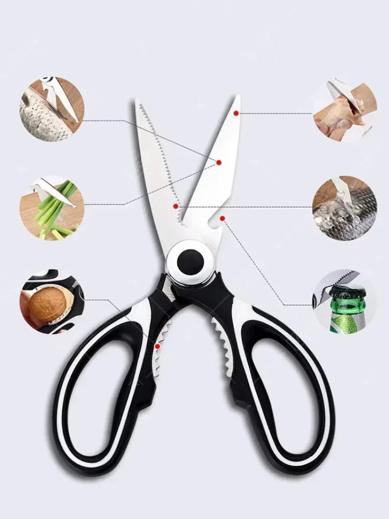 WXCOO Chicken Bone Scissors Stainless Steel Cutting Knife Kitchen Scissors Multifunctional Food Scissors Slicing Fish Meat Knife