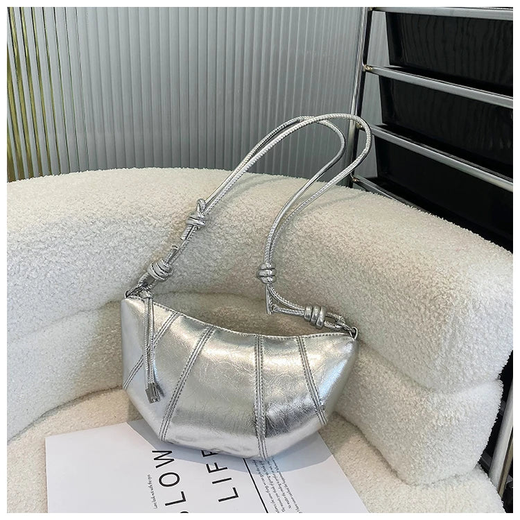 Casual Dumpling Shaped Large Capacity Shoulder Bag for Women 2026 New Style Soft Handle Single Strap Crossbody Luxury Bag