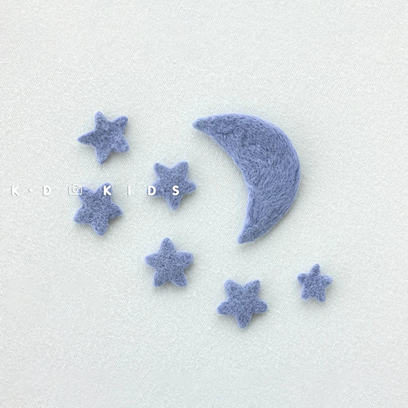 7pcs Wool Felt Stars and Moon Newborn Photography Props Background Mini Accessories Atmospheric Moon and Stars Baby Shoot Props