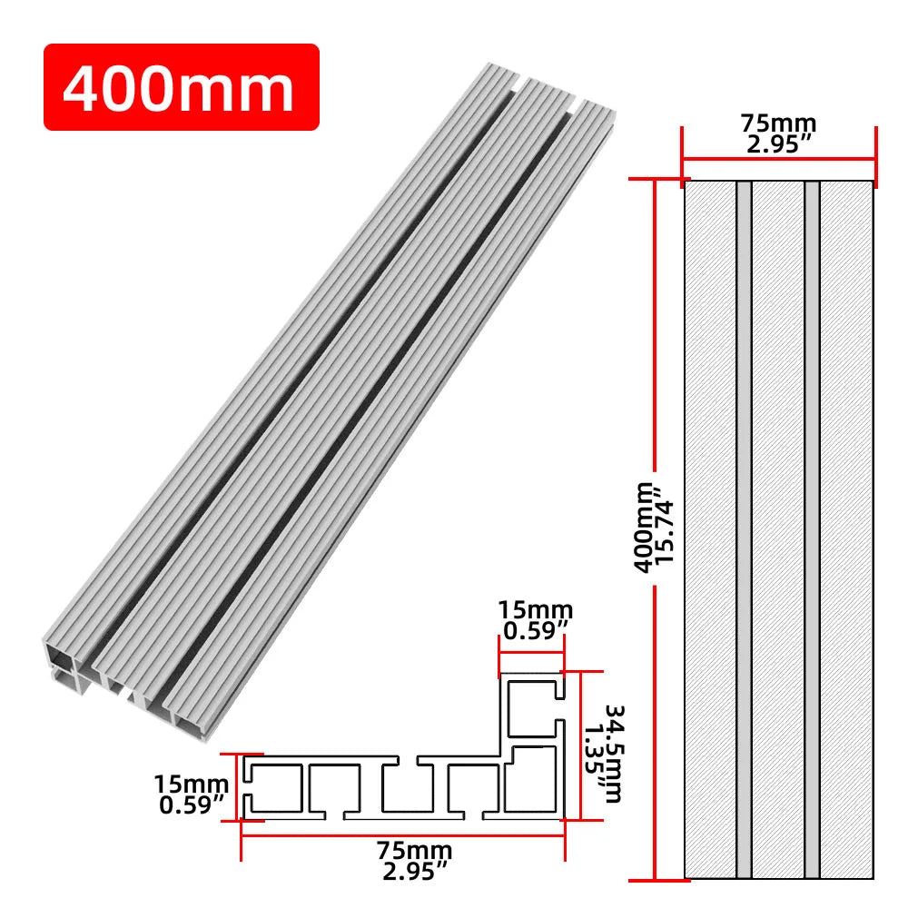 Aluminium Profile Fence 75 Type Miter Track T-track Backer 30-80CM Sliding Brackets T-Slot for Table Saw Woodworking Workbench