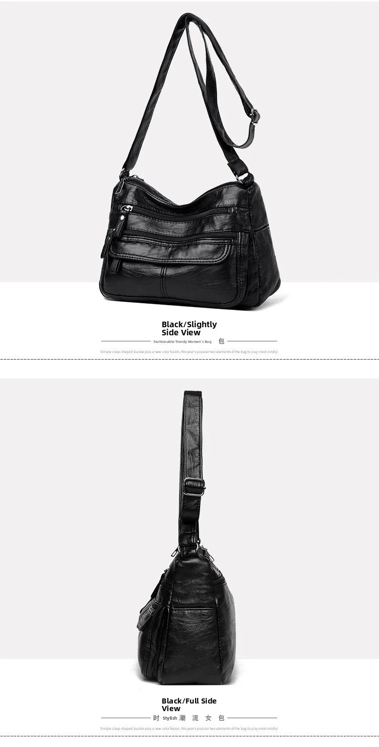 Large Capacity Soft Leather Shoulder Bag Casual Crossbody Bag for Middle-Aged Women 2025 New Style Versatile Mom Bag