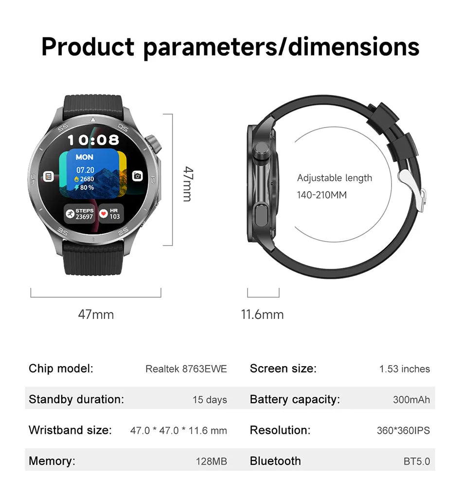 For OPPO Watch X Smart Watch Men High-end Business Men Bluetooth Call IP68 Waterproof Fitness Tracker Smartwatch Man 2025 New