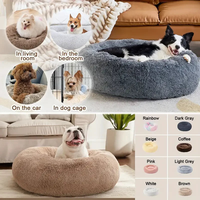40-90cm Soft Large Cat Bed Round Warm Winter Plush Medium Dog Sofa Bed Full Filling Small Dog House Soft Cat Kennel Accessories