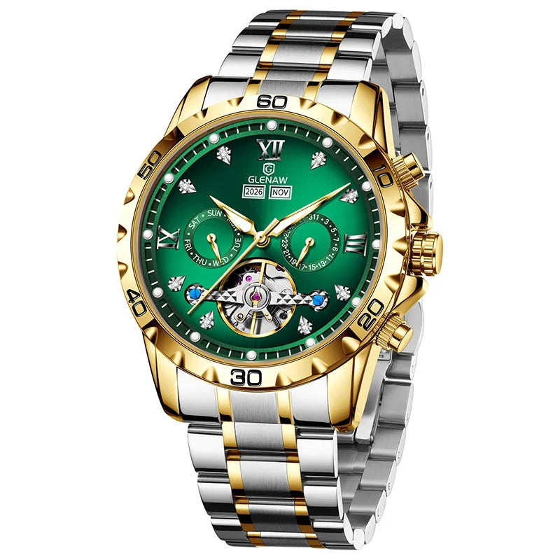 Glenaw high-end business fully automatic mechanical multi-functional men's watch trendy fashion waterproof watch