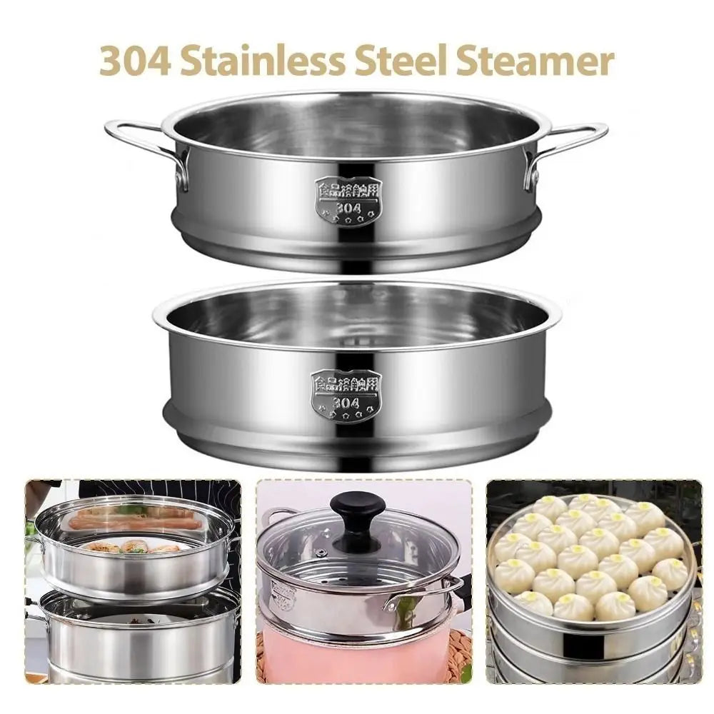 New 304 Stainless Steel Steamer Basket Thickened 16-32cm Food Steam Rack Generic Safe Material Drain Basket Home Cooking