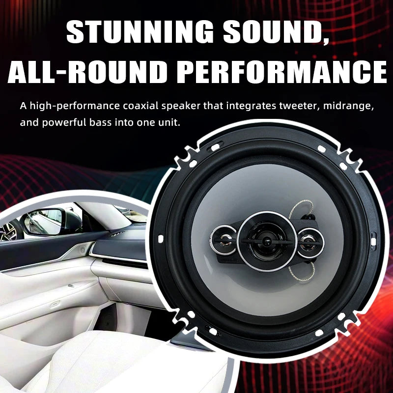 2PCS 6 Inch HiFi Coaxial Subwoofer 1300W (2*650W) Car Automotive Audio Music Stereo 12V Full Range Frequency Car Speaker Woofer
