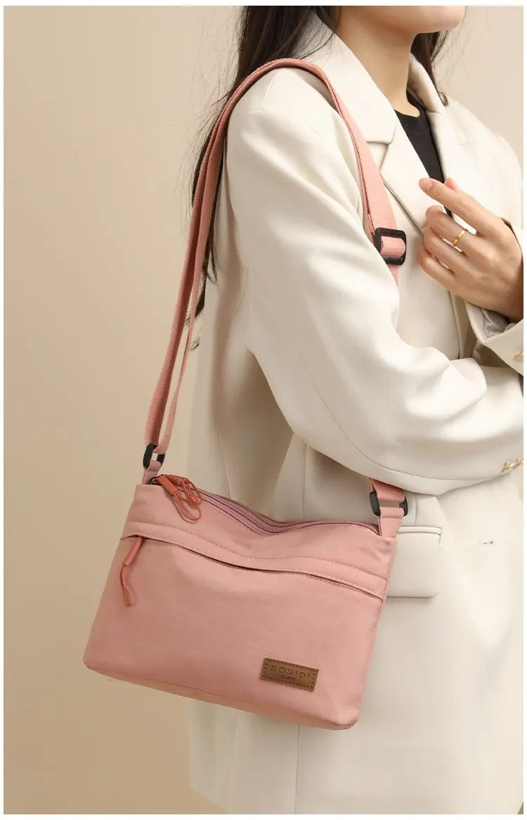 Large Capacity Nylon Bag Women's Casual Style Crossbody Shoulder Bag Portable Fashionable Single Strap Small Square Bag