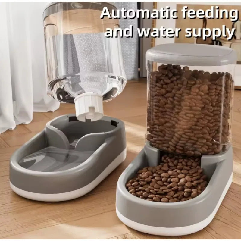 +Large - Capacity Automatic Pet Feeder & Water Dispenser for Dog/Cat, Gravity Design, Save Time & Effort