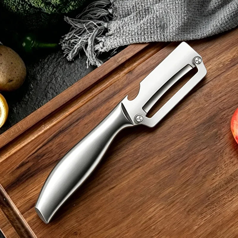 Stainless Steel Kitchen Peeler Multi-Function Kitchen-Specific Peeler for Slicing Fruit and Vegetables with Wooden/ Steel Handle